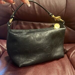 Coach mini black leather bag great condition